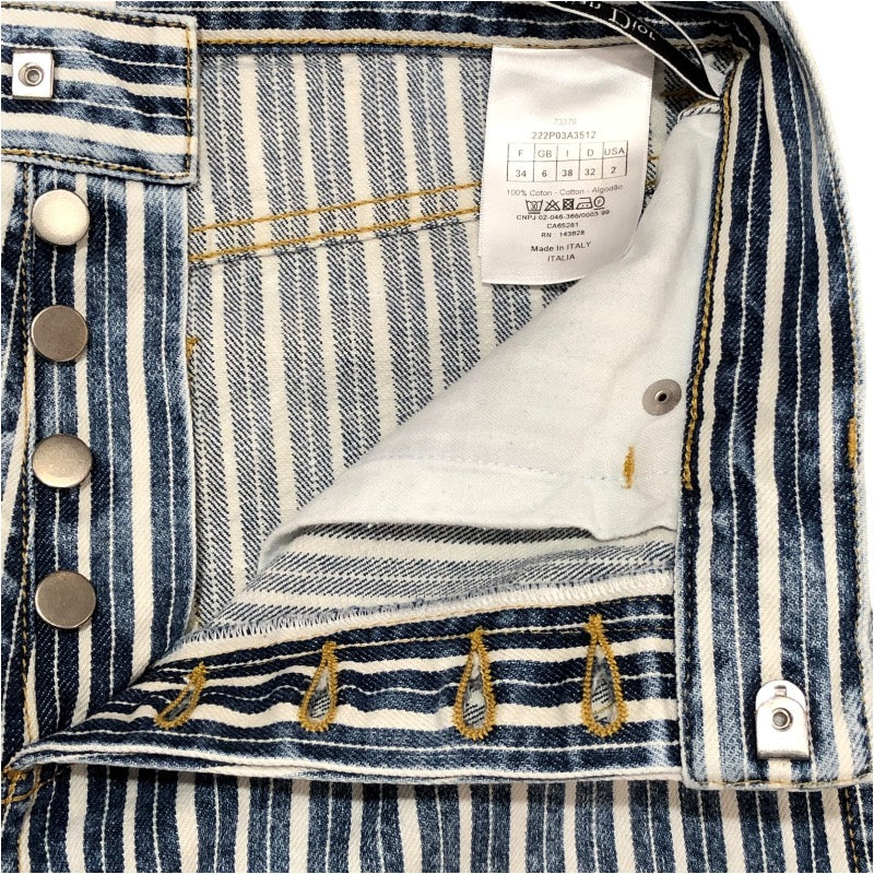 クリスチャン・ディオール Christian Dior ストライプデニムパンツ 222P03A3512 ブルー コットン コットン レディース デニムパンツ