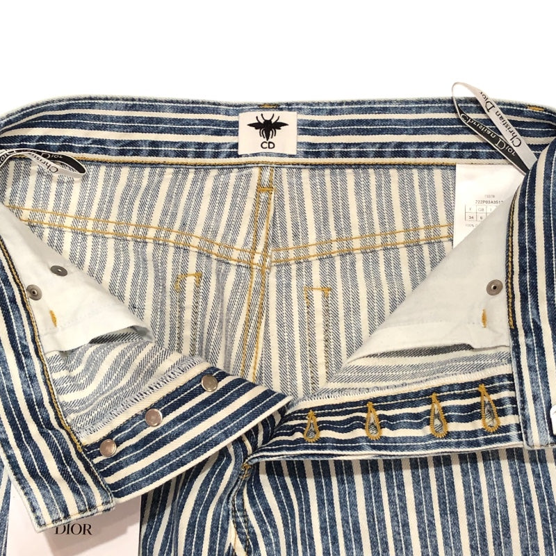 クリスチャン・ディオール Christian Dior ストライプデニムパンツ 222P03A3512 ブルー コットン コットン レディース デニムパンツ