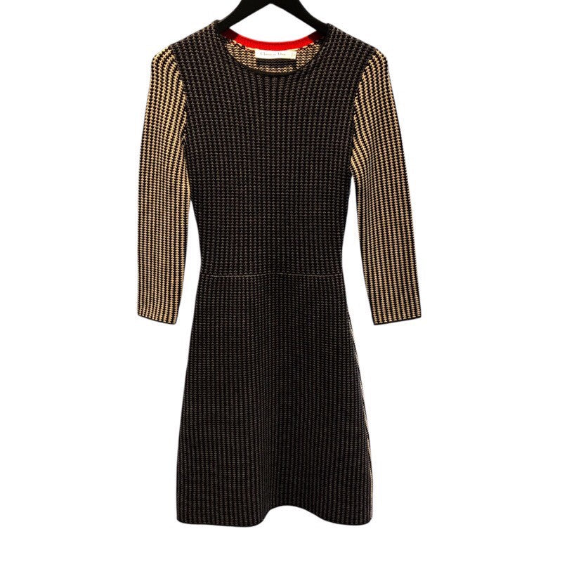 クリスチャン・ディオール Christian Dior デザインニットワンピース 4A24679AM503 ダークグレー ウール レディース ワンピース