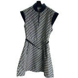 クリスチャン・ディオール Christian Dior オブリーク総柄ノースリーブワンピース 417R92A2970 ネイビー ポリエステル レディース ワンピース