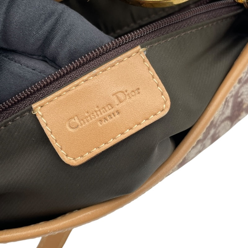 クリスチャン・ディオール Christian Dior ダブルサドルバッグ ブラウン キャンバス レディース ショルダーバッグ