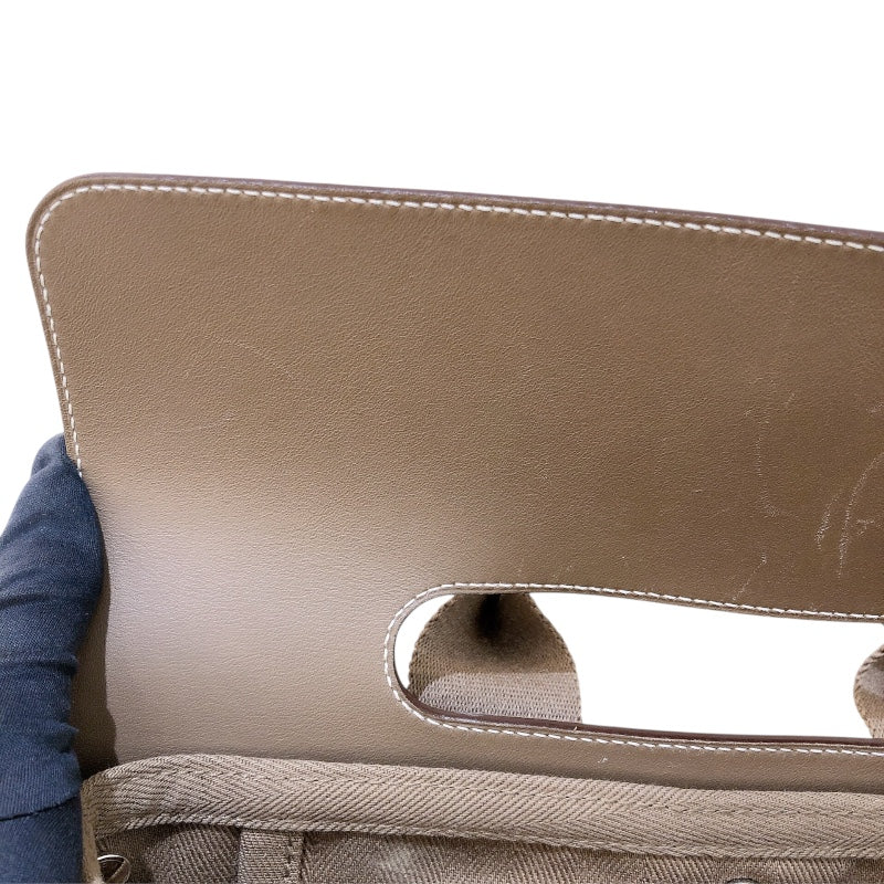 エルメス HERMES ヴァルパライソロングPM □J刻 ベージュ シルバー金具 トワル レディース トートバッグ