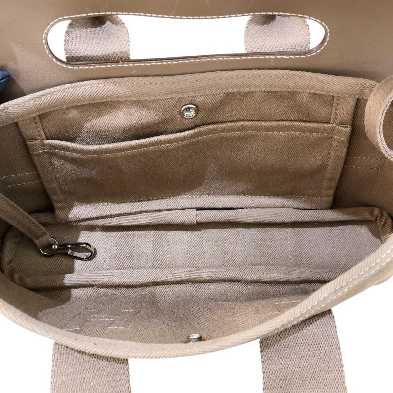 エルメス HERMES ヴァルパライソロングPM □J刻 ベージュ シルバー金具 トワル レディース トートバッグ