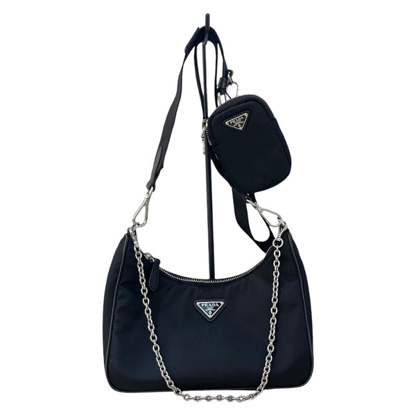 プラダ PRADA リエディション 2WAYバッグ 1BH204 ブラック シルバー金具 ナイロン レディース ショルダーバッグ