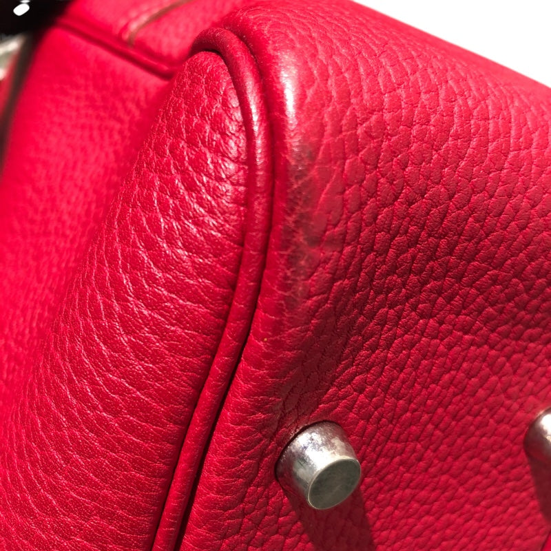 エルメス HERMES プリュムドッグ 38 □F刻 ルージュヴィフ×SV金具 フィヨルド ハンドバッグ
