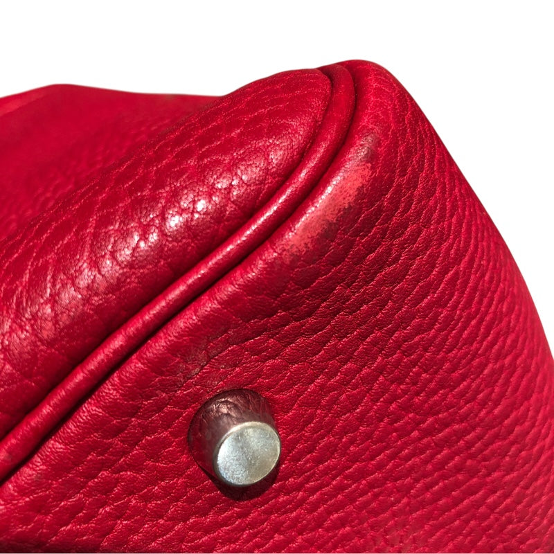 エルメス HERMES プリュムドッグ 38 □F刻 ルージュヴィフ×SV金具 フィヨルド ハンドバッグ
