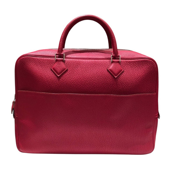 エルメス HERMES プリュムドッグ 38 □F刻 ルージュヴィフ×SV金具 フィヨルド ハンドバッグ