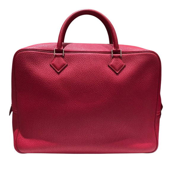 エルメス HERMES プリュムドッグ 38 □F刻 ルージュヴィフ×SV金具 フィヨルド ハンドバッグ
