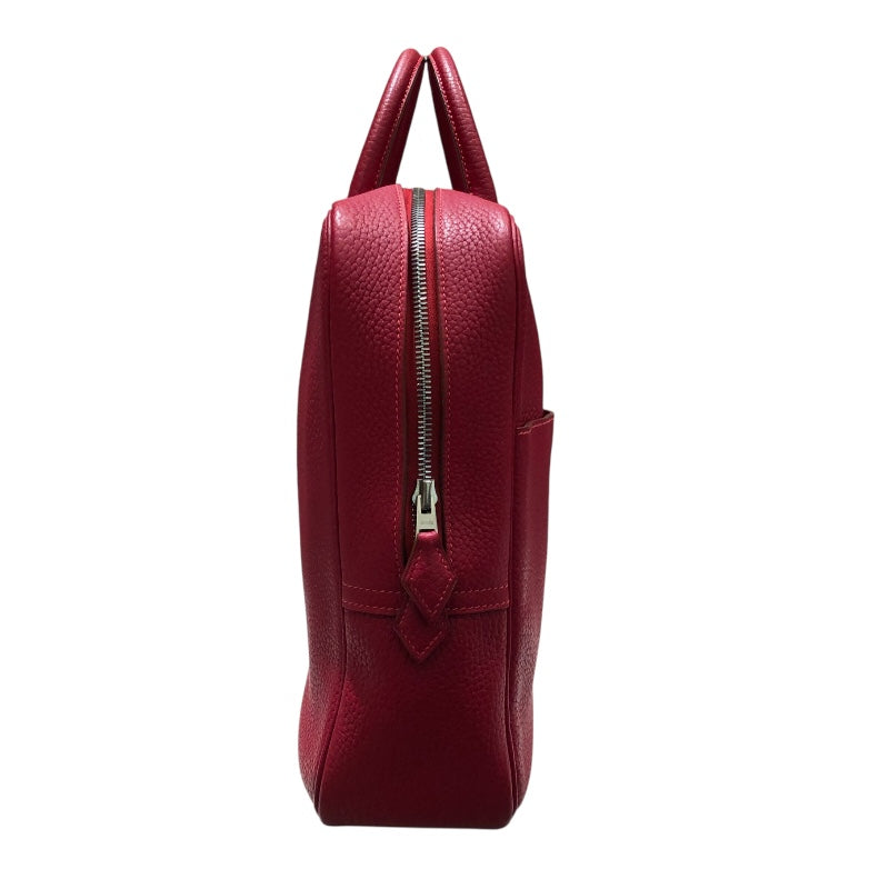 エルメス HERMES プリュムドッグ 38 □F刻 ルージュヴィフ×SV金具 フィヨルド ハンドバッグ