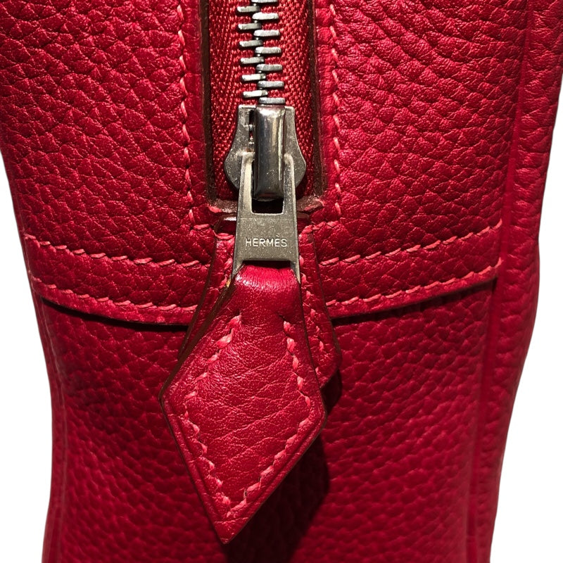 エルメス HERMES プリュムドッグ 38 □F刻 ルージュヴィフ×SV金具 フィヨルド ハンドバッグ