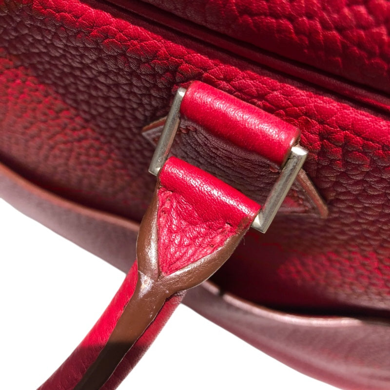 エルメス HERMES プリュムドッグ 38 □F刻 ルージュヴィフ×SV金具 フィヨルド ハンドバッグ