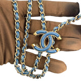 シャネル CHANEL 巾着バッグ ブルー GD金具 カーフ レディース ショルダーバッグ