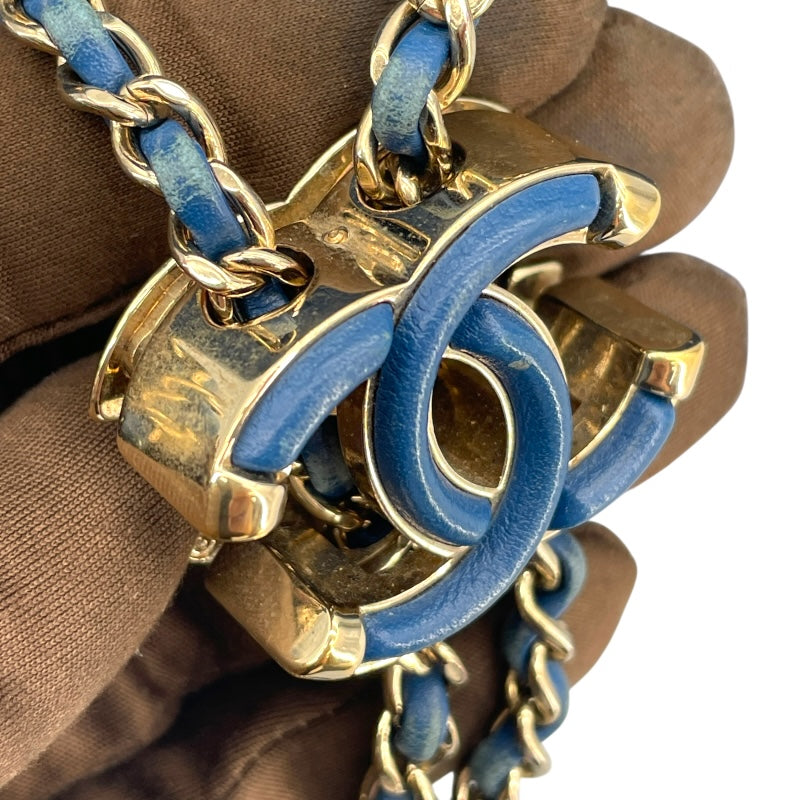 シャネル CHANEL 巾着バッグ ブルー GD金具 カーフ レディース ショルダーバッグ