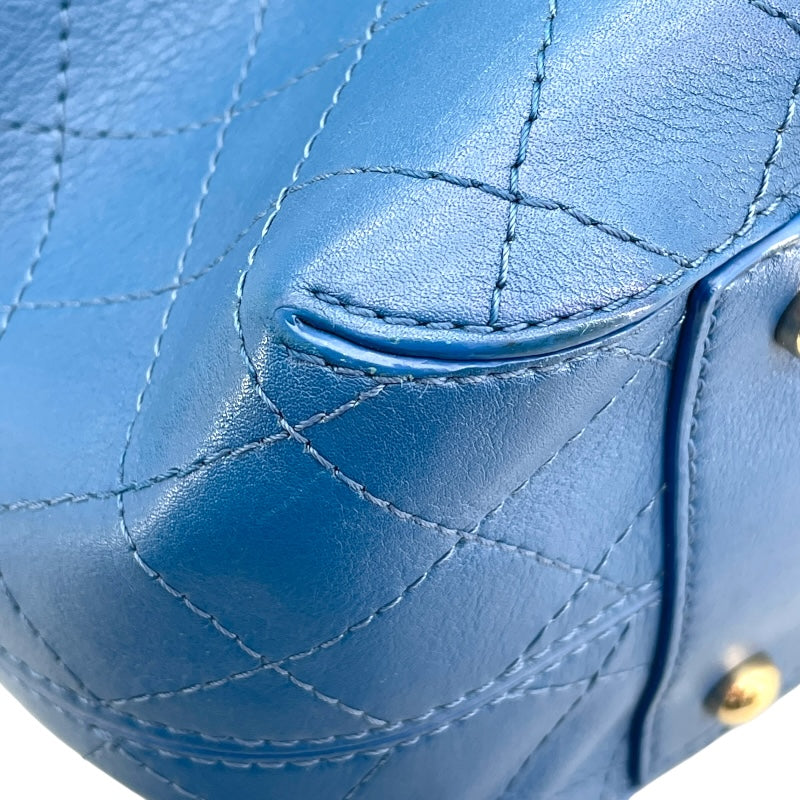 シャネル CHANEL 巾着バッグ ブルー GD金具 カーフ レディース ショルダーバッグ