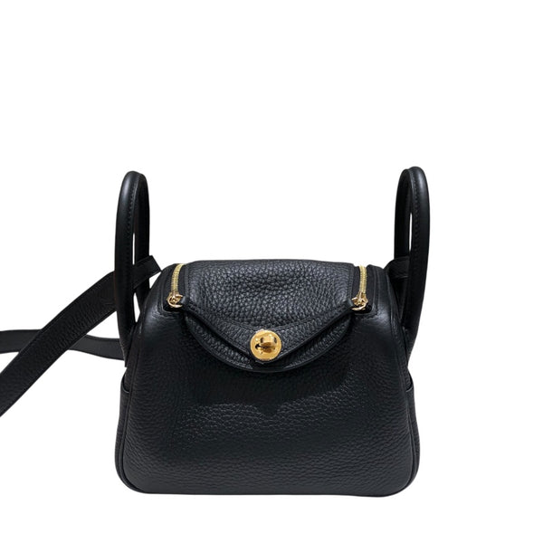 エルメス HERMES リンディミニ W刻 ブラック　ゴールド金具 トリヨン レディース ショルダーバッグ