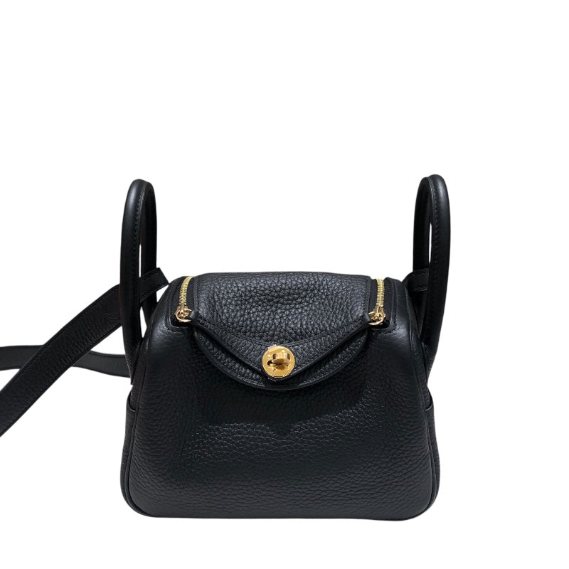 エルメス HERMES リンディミニ W刻 ブラック　ゴールド金具 トリヨン レディース ショルダーバッグ