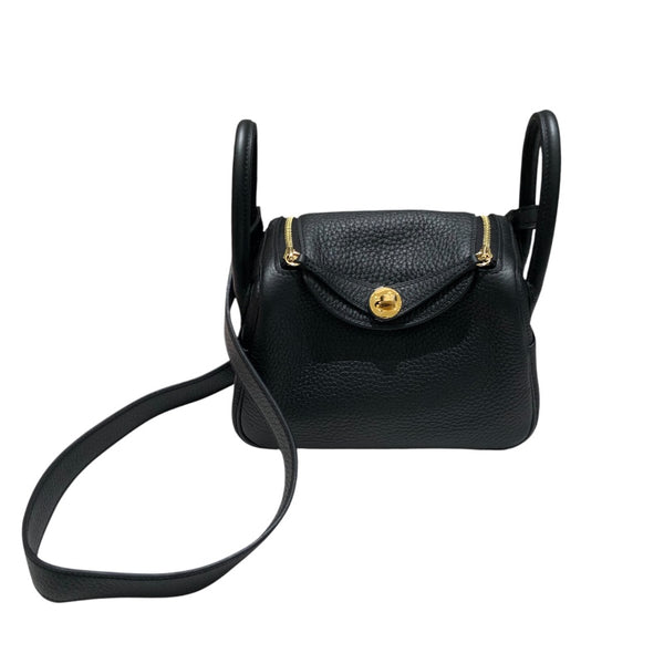 エルメス HERMES リンディミニ W刻 ブラック　ゴールド金具 トリヨン レディース ショルダーバッグ