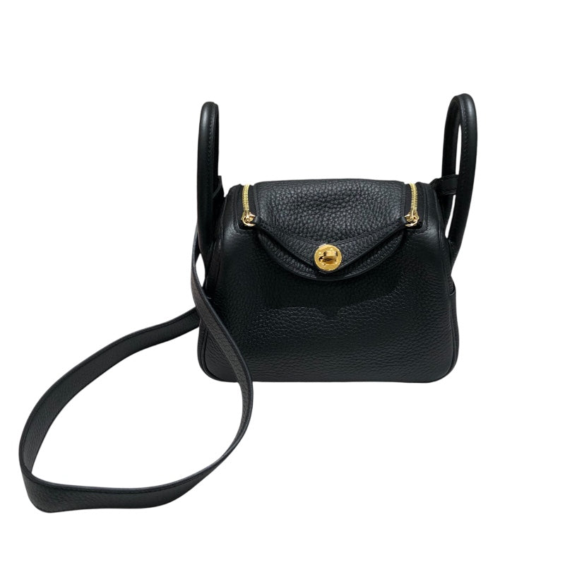 エルメス HERMES リンディミニ W刻 ブラック　ゴールド金具 トリヨン レディース ショルダーバッグ
