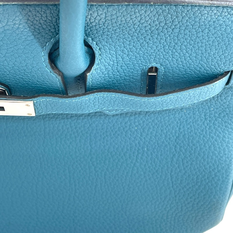 エルメス HERMES バーキン30 X刻 ブルーパオン SV金具 トゴ レディース ハンドバッグ