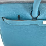エルメス HERMES バーキン30 X刻 ブルーパオン SV金具 トゴ レディース ハンドバッグ