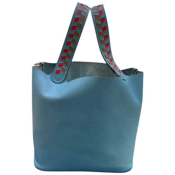 エルメス HERMES ピコタンロックMM　トレサージュ D刻 ブルーノール・ルージュ・ゴールド/SV金具 エプソン レディース ハンドバッグ