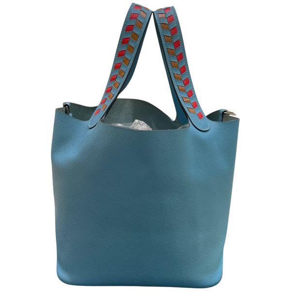 エルメス HERMES ピコタンロックMM　トレサージュ D刻 ブルーノール・ルージュ・ゴールド/SV金具 エプソン レディース ハンドバッグ