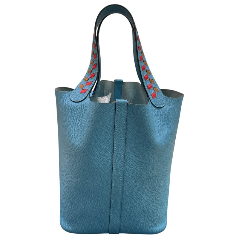 エルメス HERMES ピコタンロックMM　トレサージュ D刻 ブルーノール・ルージュ・ゴールド/SV金具 エプソン レディース ハンドバッグ
