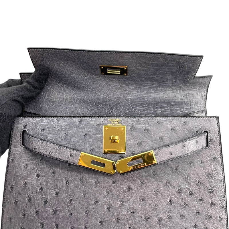 エルメス HERMES ケリー28 外縫い □C刻 グリアガット オーストリッチ レディース ハンドバッグ