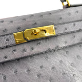 エルメス HERMES ケリー28 外縫い □C刻 グリアガット オーストリッチ レディース ハンドバッグ