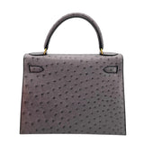 エルメス HERMES ケリー28 外縫い □C刻 グリアガット オーストリッチ レディース ハンドバッグ