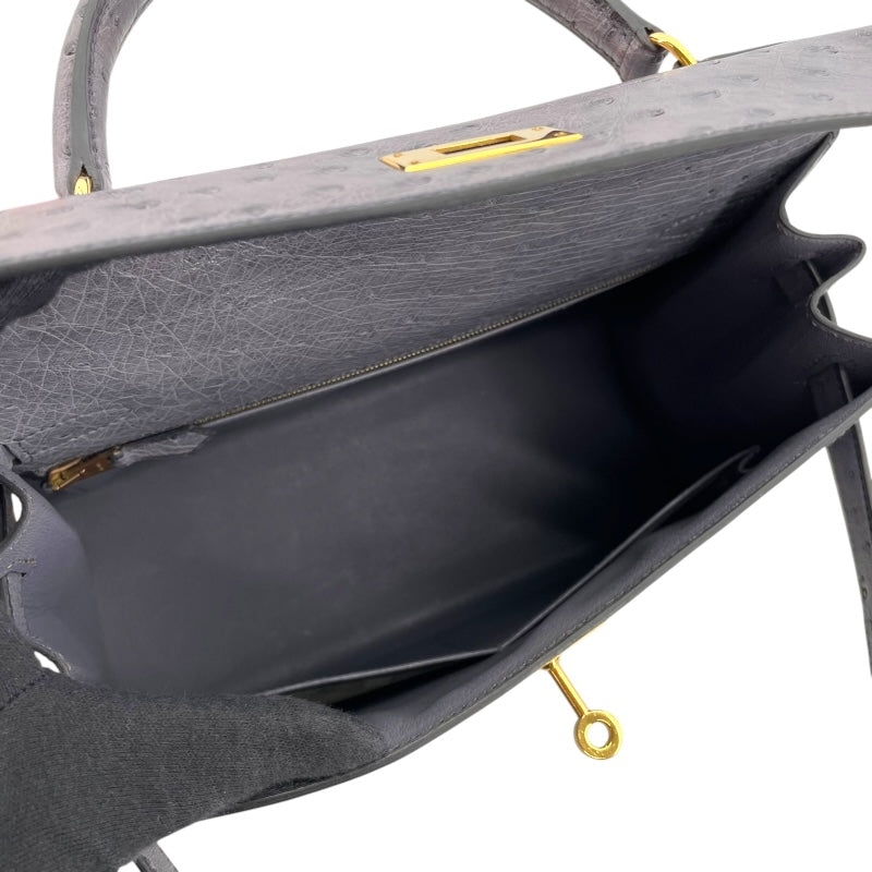 エルメス HERMES ケリー28 外縫い □C刻 グリアガット オーストリッチ レディース ハンドバッグ