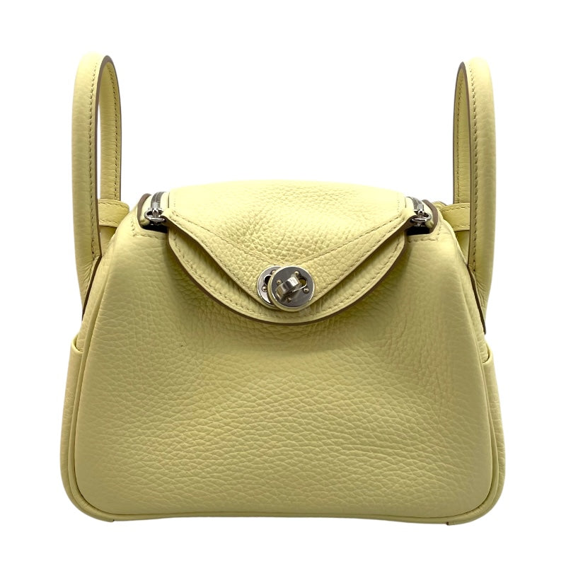 エルメス HERMES リンディミニ ヴェルソ W刻 ジョーヌミルトン/クレ SV金具 トリヨン レディース ショルダーバッグ