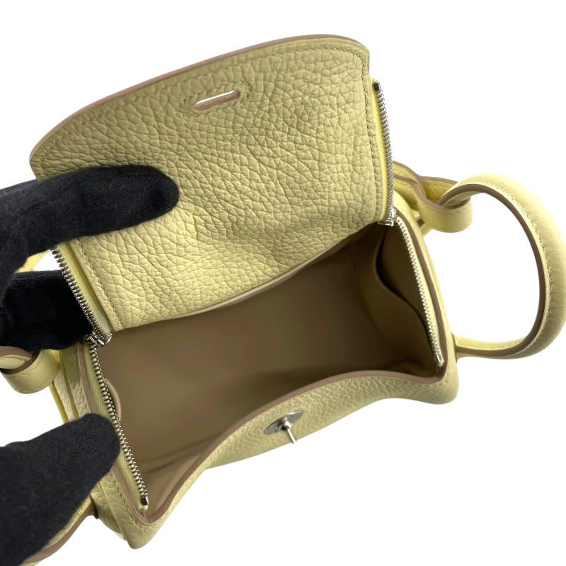 エルメス HERMES リンディミニ ヴェルソ W刻 ジョーヌミルトン/クレ SV金具 トリヨン レディース ショルダーバッグ