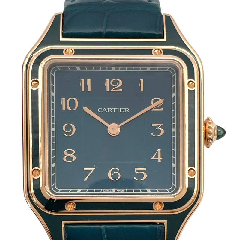 カルティエ Cartier サントスデュモン LM ブルーラッカー WGSA0098 ブルーラッカー K18PG 手巻き メンズ 腕時計