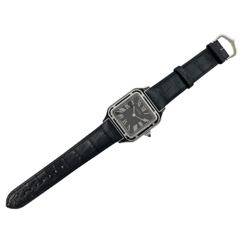 カルティエ Cartier サントス デュモン LM WSSA0046 ブラック SS/革ベルト メンズ 腕時計