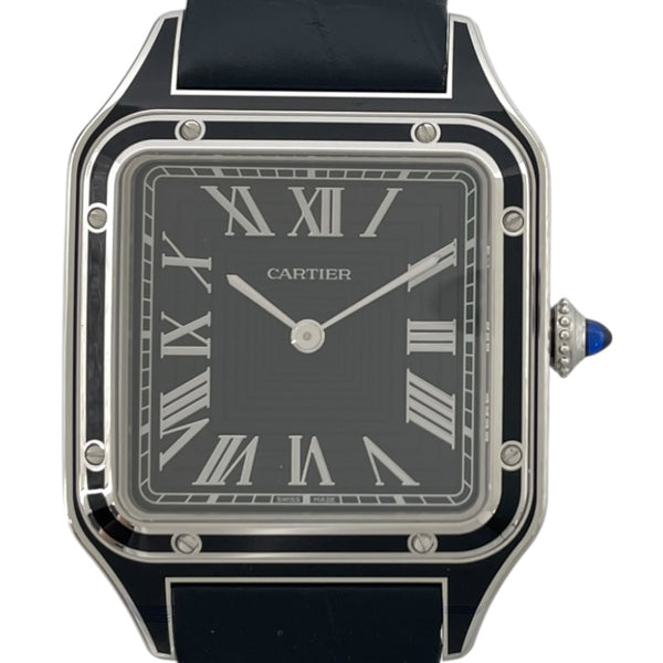 カルティエ Cartier サントス デュモン LM WSSA0046 ブラック SS/革ベルト メンズ 腕時計