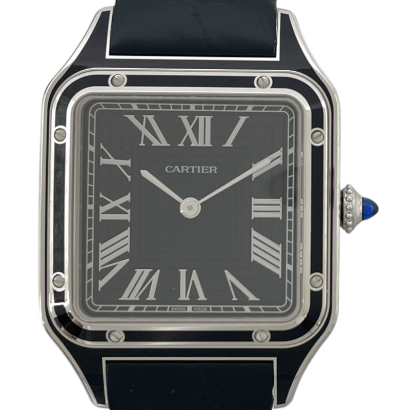 カルティエ Cartier サントス デュモン LM WSSA0046 ブラック SS/革ベルト メンズ 腕時計