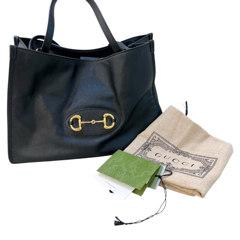 グッチ GUCCI ホースビット 1955 トートバッグ 623694 ブラック/ゴールド金具 レザー レディース トートバッグ