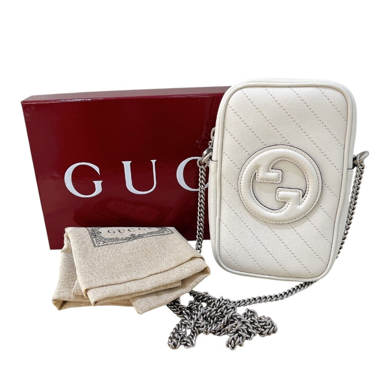 グッチ GUCCI ブロンディミニ チェーンショルダーバッグ 760315 アイボリー/SV金具 レザー レディース ショルダーバッグ