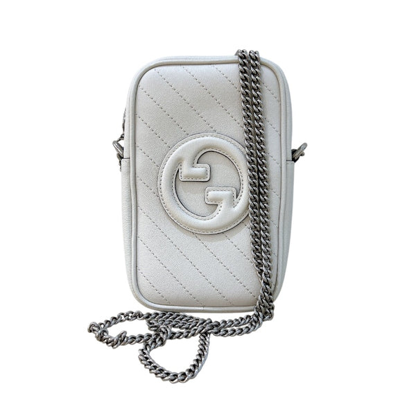 グッチ GUCCI ブロンディミニ チェーンショルダーバッグ 760315 アイボリー/SV金具 レザー レディース ショルダーバッグ
