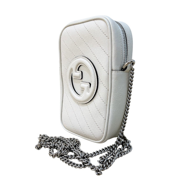 グッチ GUCCI ブロンディミニ チェーンショルダーバッグ 760315 アイボリー/SV金具 レザー レディース ショルダーバッグ