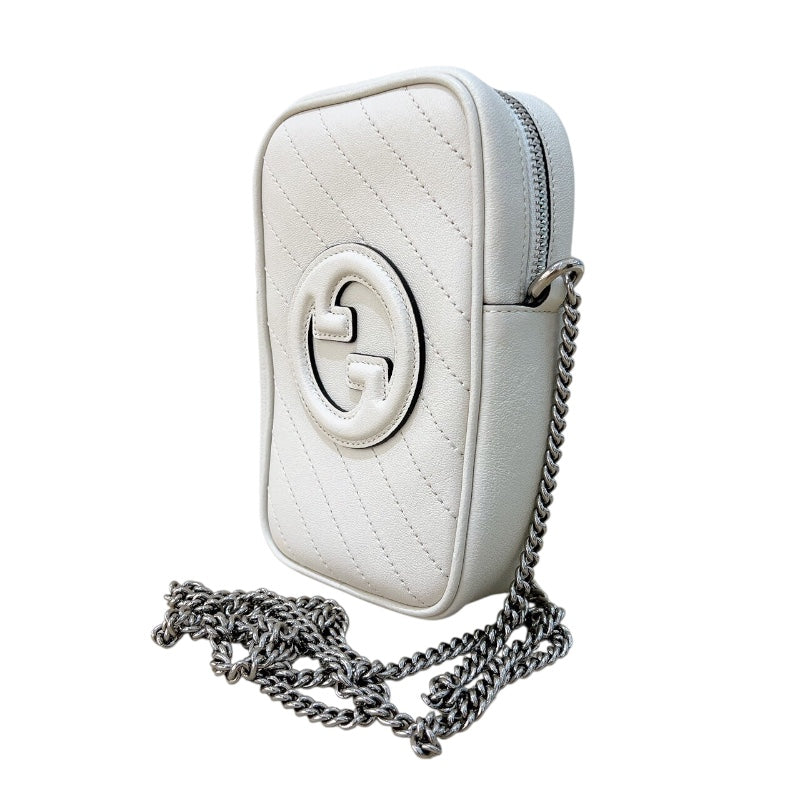 グッチ GUCCI ブロンディミニ チェーンショルダーバッグ 760315 アイボリー/SV金具 レザー レディース ショルダーバッグ