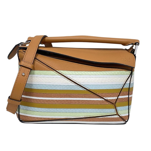 ロエベ LOEWE パズルバッグ スモール タン×マルチカラー カーフ パイソン レディース ハンドバッグ ショルダーバッグ