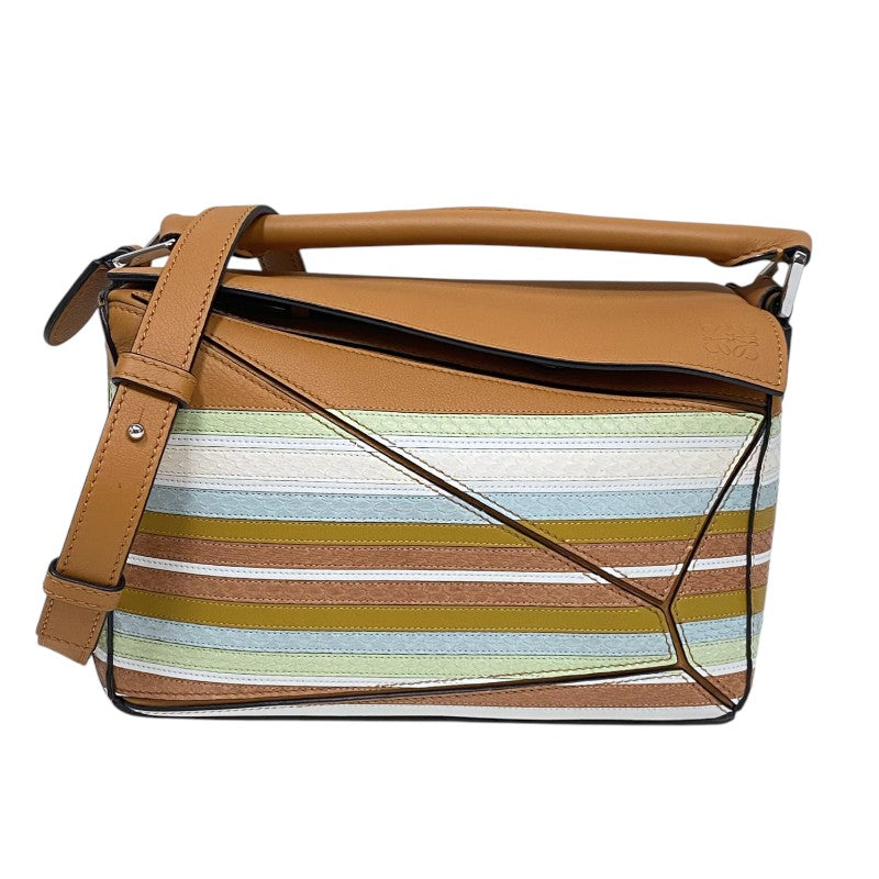 ロエベ LOEWE パズルバッグ スモール タン×マルチカラー カーフ パイソン レディース ハンドバッグ ショルダーバッグ