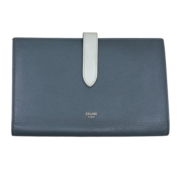 セリーヌ CELINE ラージストラップウォレット グレー・アイボリー カーフスキン レディース 長財布