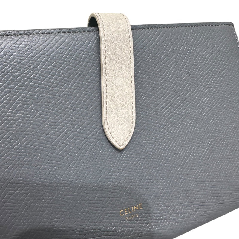 セリーヌ CELINE ラージストラップウォレット グレー・アイボリー カーフスキン レディース 長財布