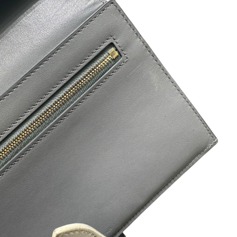 セリーヌ CELINE ラージストラップウォレット グレー・アイボリー カーフスキン レディース 長財布