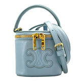 セリーヌ CELINE ミニ バニティケース キュイルトリオンフ 10J763 ライトブルー スムースカーフ レディース ショルダーバッグ