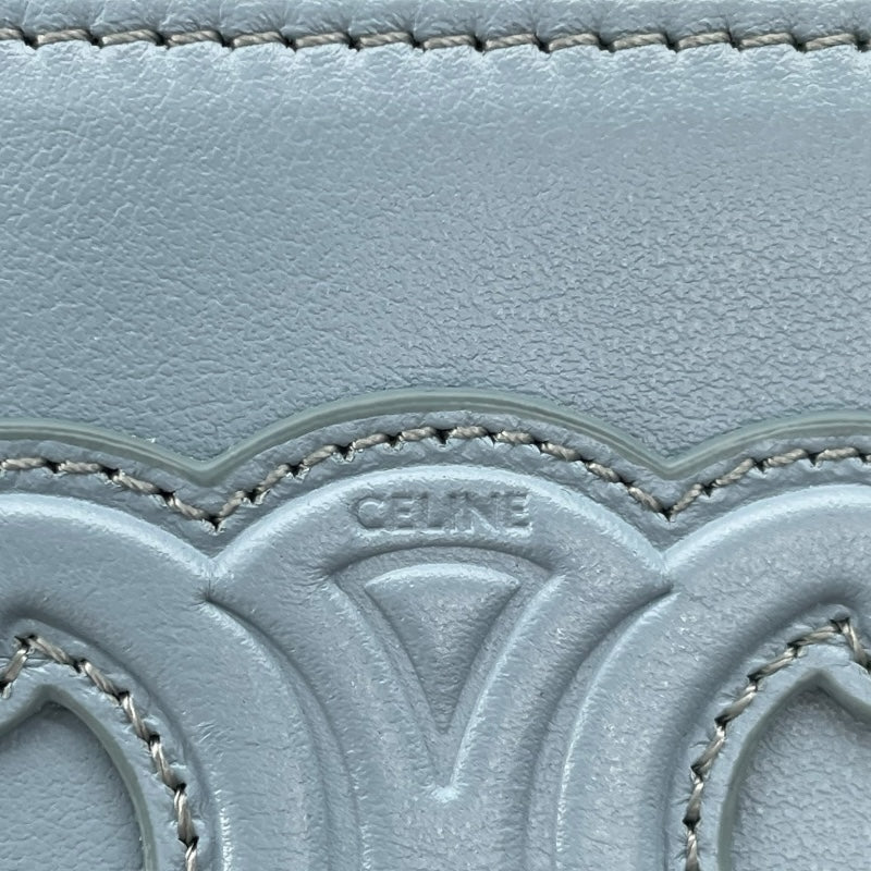 セリーヌ CELINE ミニ バニティケース キュイルトリオンフ 10J763 ライトブルー スムースカーフ レディース ショルダーバッグ