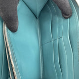 セリーヌ CELINE バイカラーロングジップウォレット ターコイズ/ブラック レザー レディース 長財布